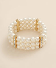Triple Strand Stretch Faux-Pearl Bracelet