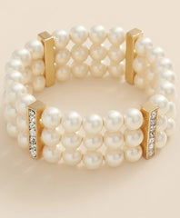Triple Strand Stretch Faux-Pearl Bracelet