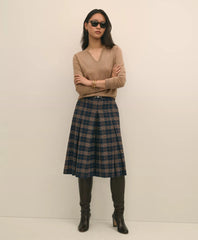 Twill Pleated Plaid Culottes