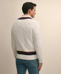 Vintage-Inspired Tennis V-Neck Sweater in Supima® Cotton