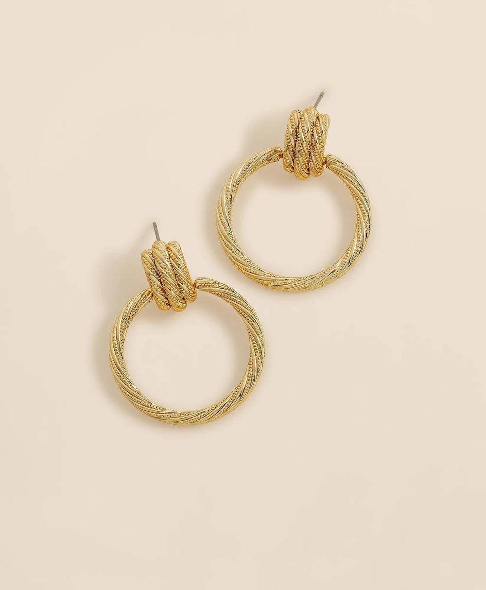Vintage-Inspired Textured Door Knocker Hoop Earrings