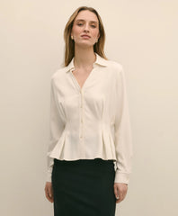 Viscose Pleated Peplum Blouse