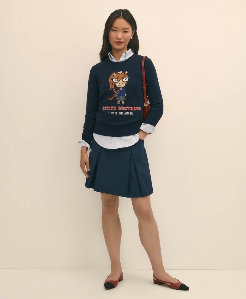 Women's Lunar New Year Merino-Wool-Blend Intarsia Crewneck Sweater