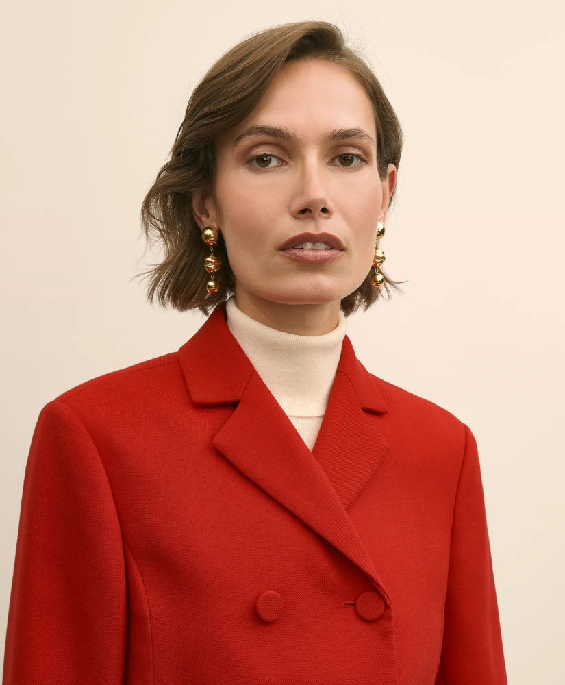 Wool Blend Cropped Double-Breasted Jacket