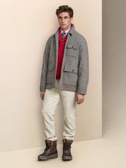 Wool Blend Double-Faced Guncheck Walking Coat