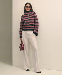 Wool Blend Funnel-Neck Fair Isle Sweater