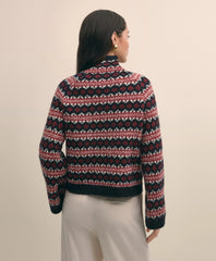 Wool Blend Funnel-Neck Fair Isle Sweater