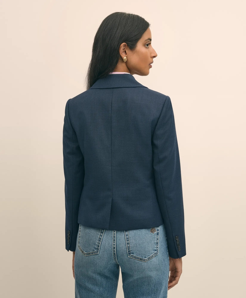 Wool-Blend Shrunken Fit Hopsack Jacket
