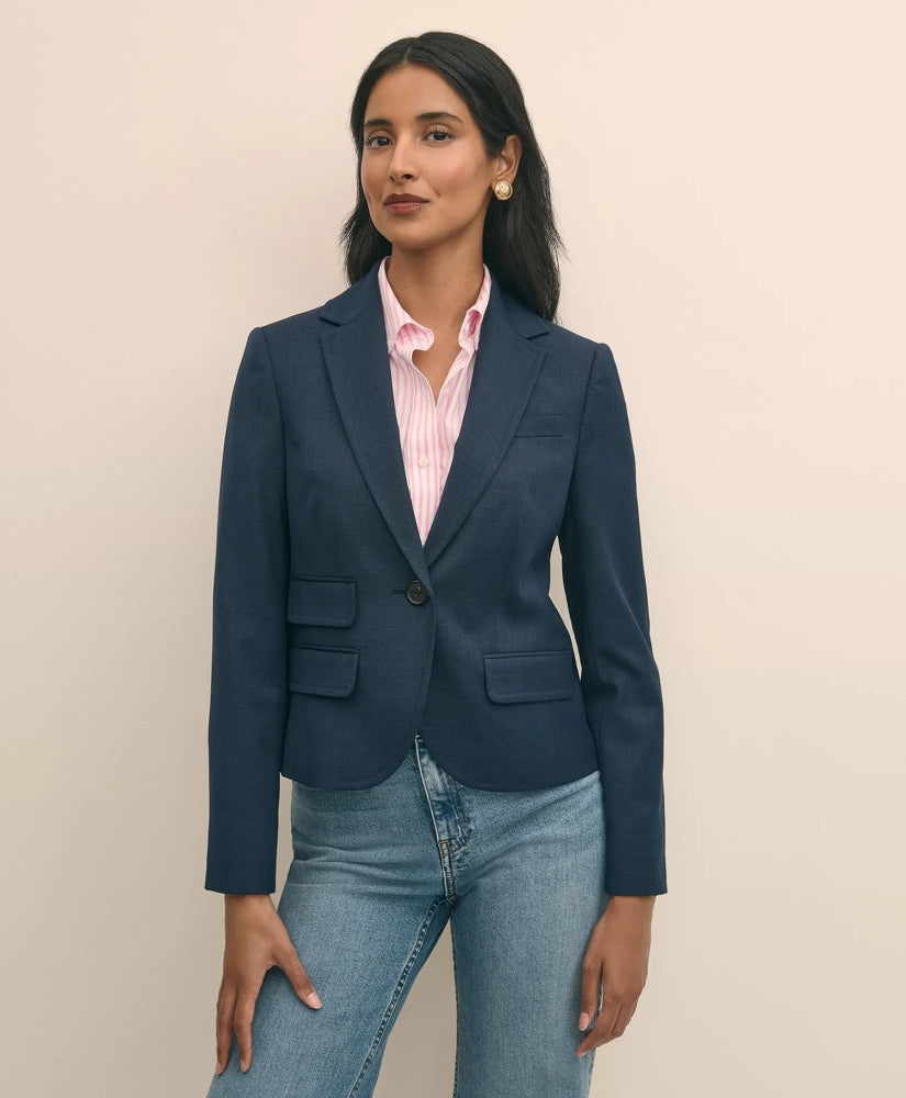 Wool-Blend Shrunken Fit Hopsack Jacket