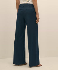 Wool Blend Hopsack Wide-Leg Pants