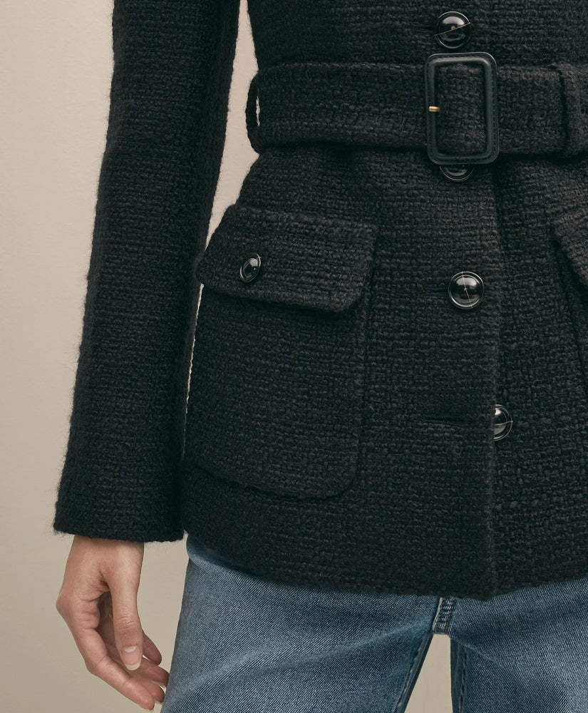 Military Boucle Belted Jacket