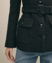 Military Boucle Belted Jacket