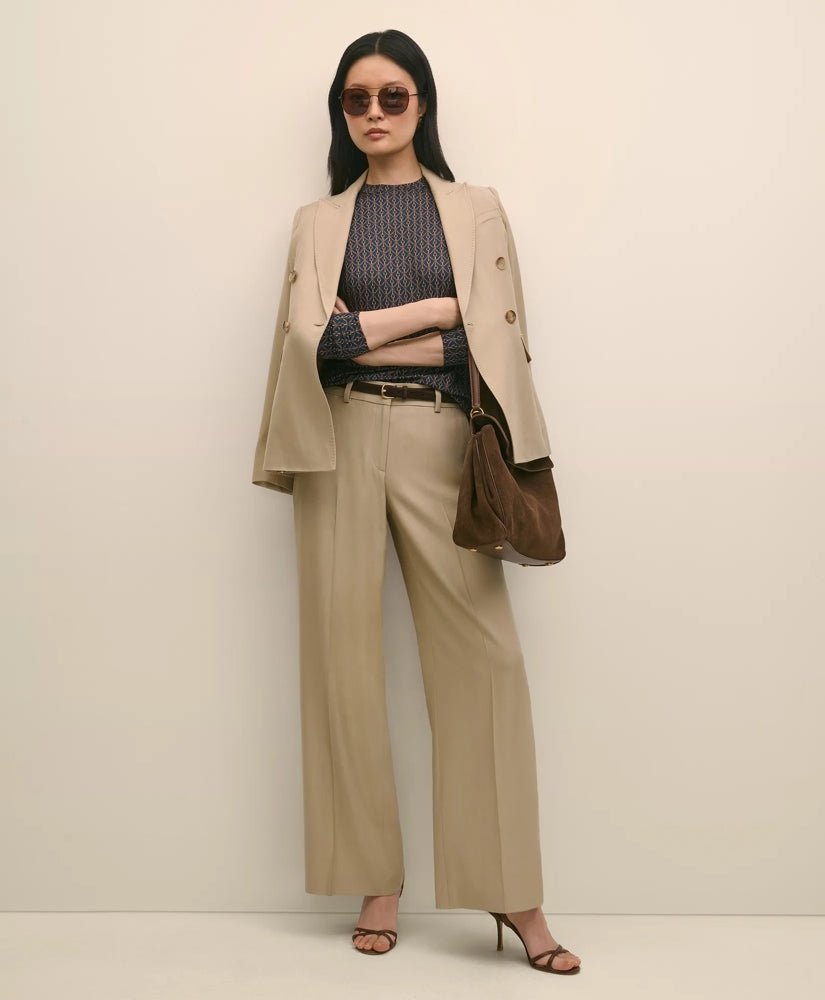 Wool-Blend Peak Lapel Double-Breasted Jacket