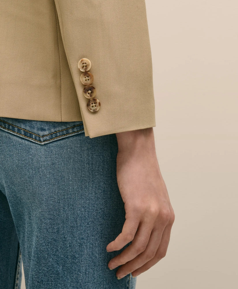 Wool-Blend Peak Lapel Double-Breasted Jacket