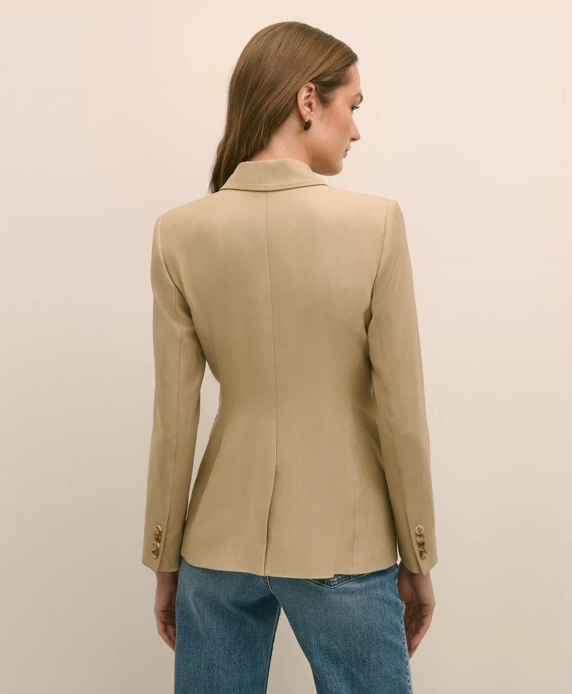Wool-Blend Peak Lapel Double-Breasted Jacket