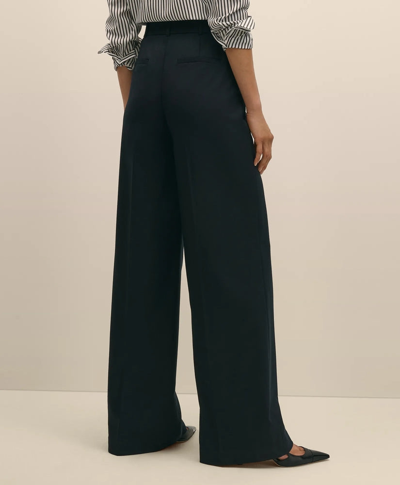 Wool Flannel High Waisted Wide-Leg Pant
