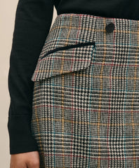 Wool Multi-Check Wrap Mini Skirt