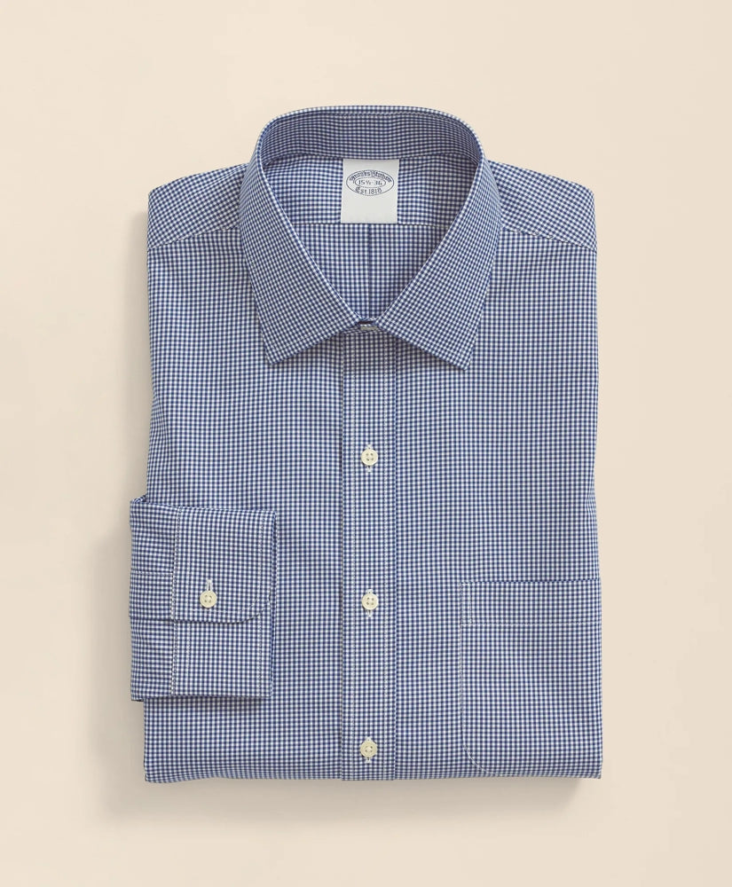 Stretch Supima® Cotton Non-Iron Pinpoint Oxford Ainsley Collar, Gingham Dress Shirt