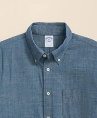 Chambray Cotton Poplin Polo Button Down Collar, Sport Shirt