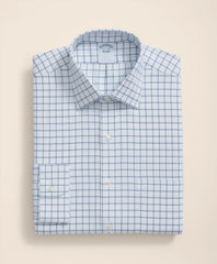 Brooks Brothers Explorer Collection Non-Iron Twill Ainsley Collar, Windowpane Dress Shirt