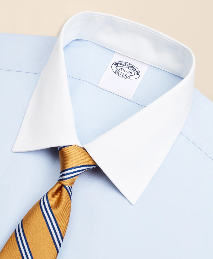 Stretch Supima® Cotton Non-Iron Pinpoint Oxford Contrast Ainsley Collar Dress Shirt