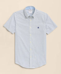 Stretch Non-Iron Oxford Button-Down Collar, Bengal Stripe Short- Sleeve Sport Shirt