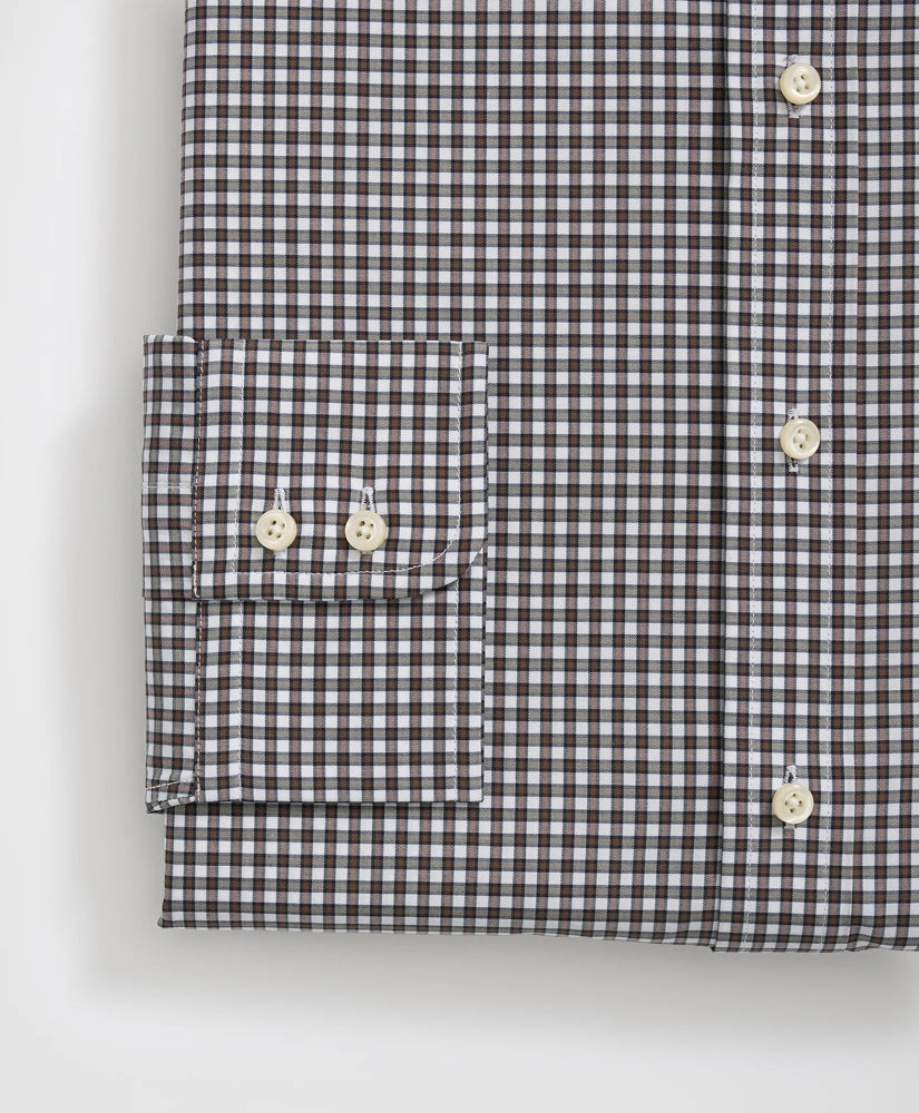 Brooks Brothers X Thomas Mason® Cotton English Collar, Checked Dress Shirt