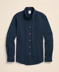 Washed Cotton Seersucker Button-Down Collar Sport Shirt