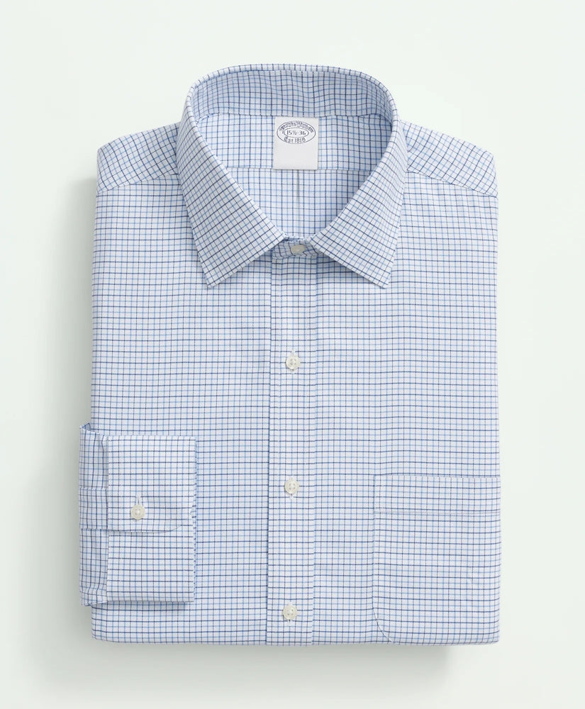 Brooks Brothers Explorer Collection Non-Iron Twill Ainsley Collar, Check Dress Shirt