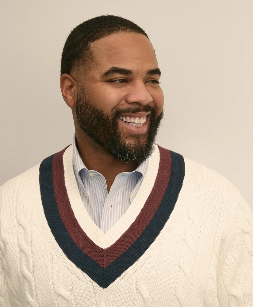 Big & Tall Supima® Cotton Cable Tennis Sweater
