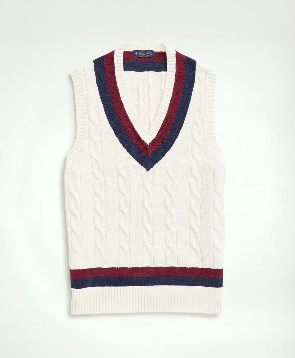 Vintage-Inspired Tennis V-Neck Vest in Supima® Cotton