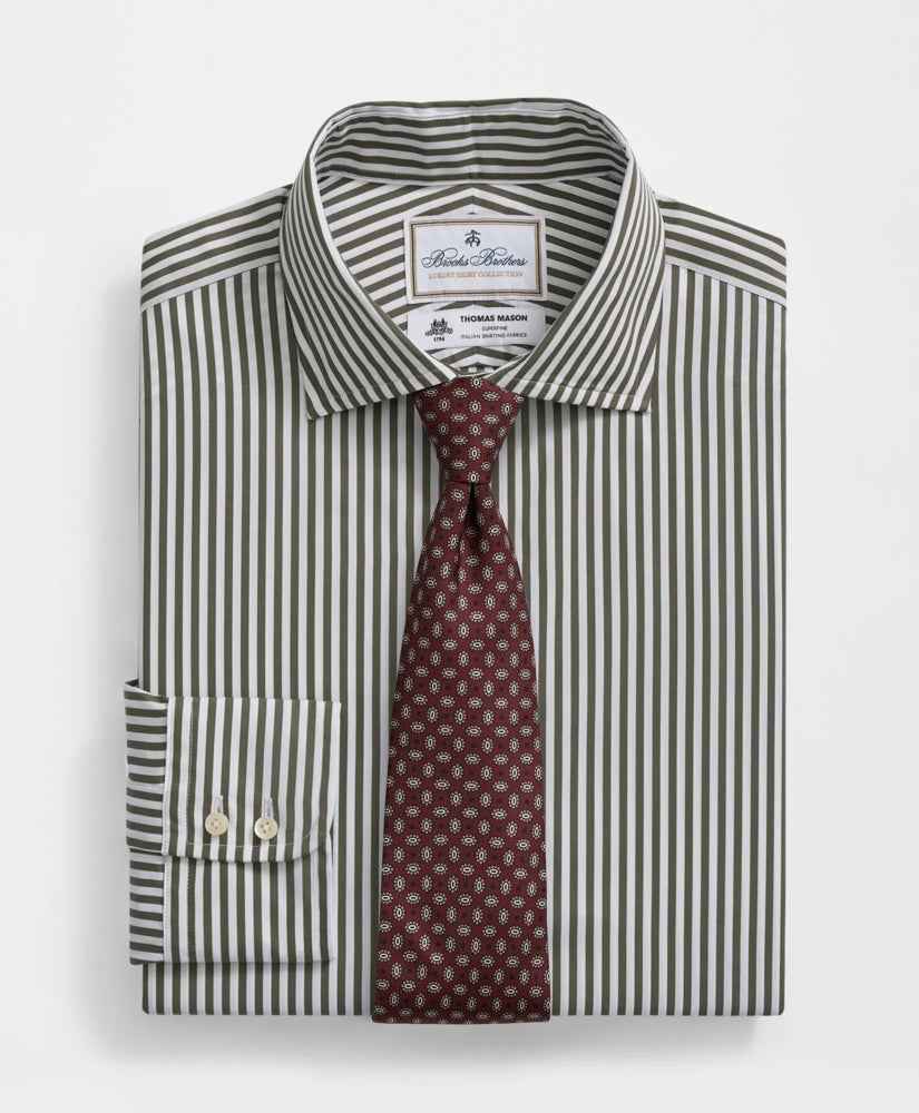 Brooks Brothers X Thomas Mason® Cotton English Collar, Striped Dress Shirt