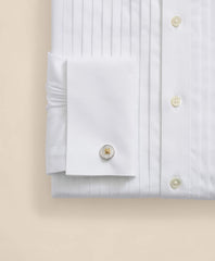 Stretch Cotton Broadcloth English Collar, 10-Pleat Tuxedo Shirt