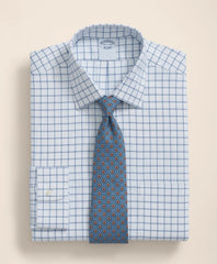 Brooks Brothers Explorer Collection Non-Iron Twill Ainsley Collar, Windowpane Dress Shirt