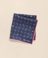 Donkey Motif Silk Pocket Square