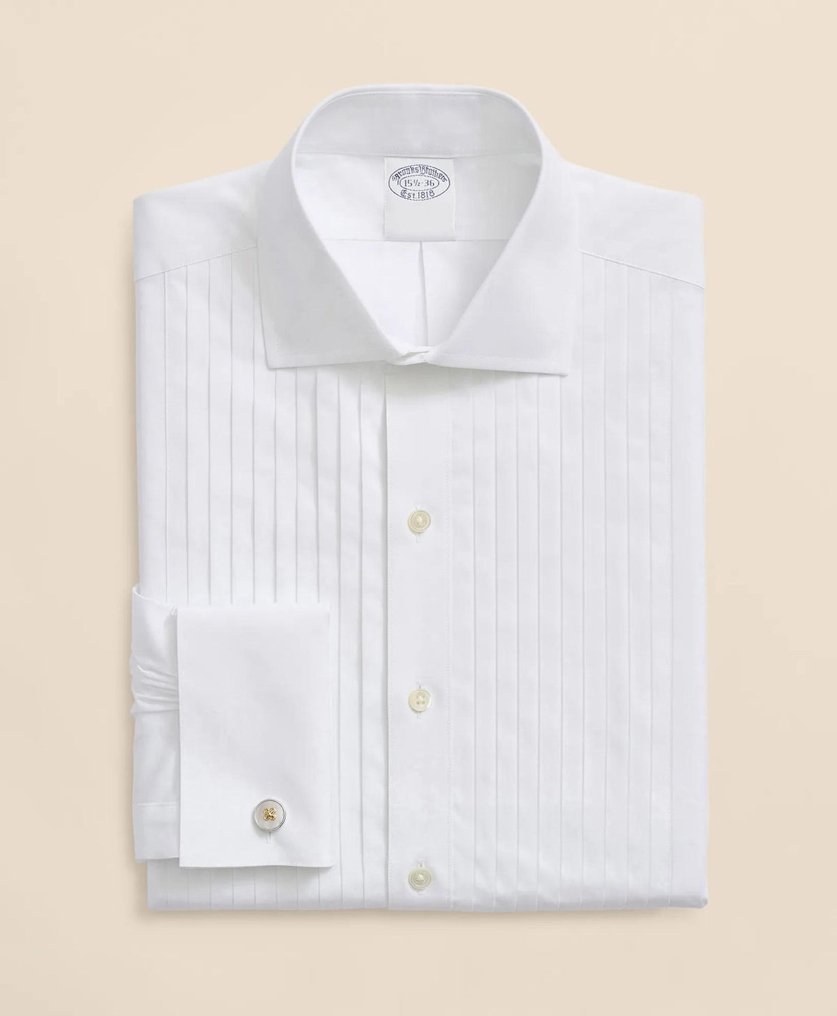 Stretch Cotton Broadcloth English Collar, 10-Pleat Tuxedo Shirt