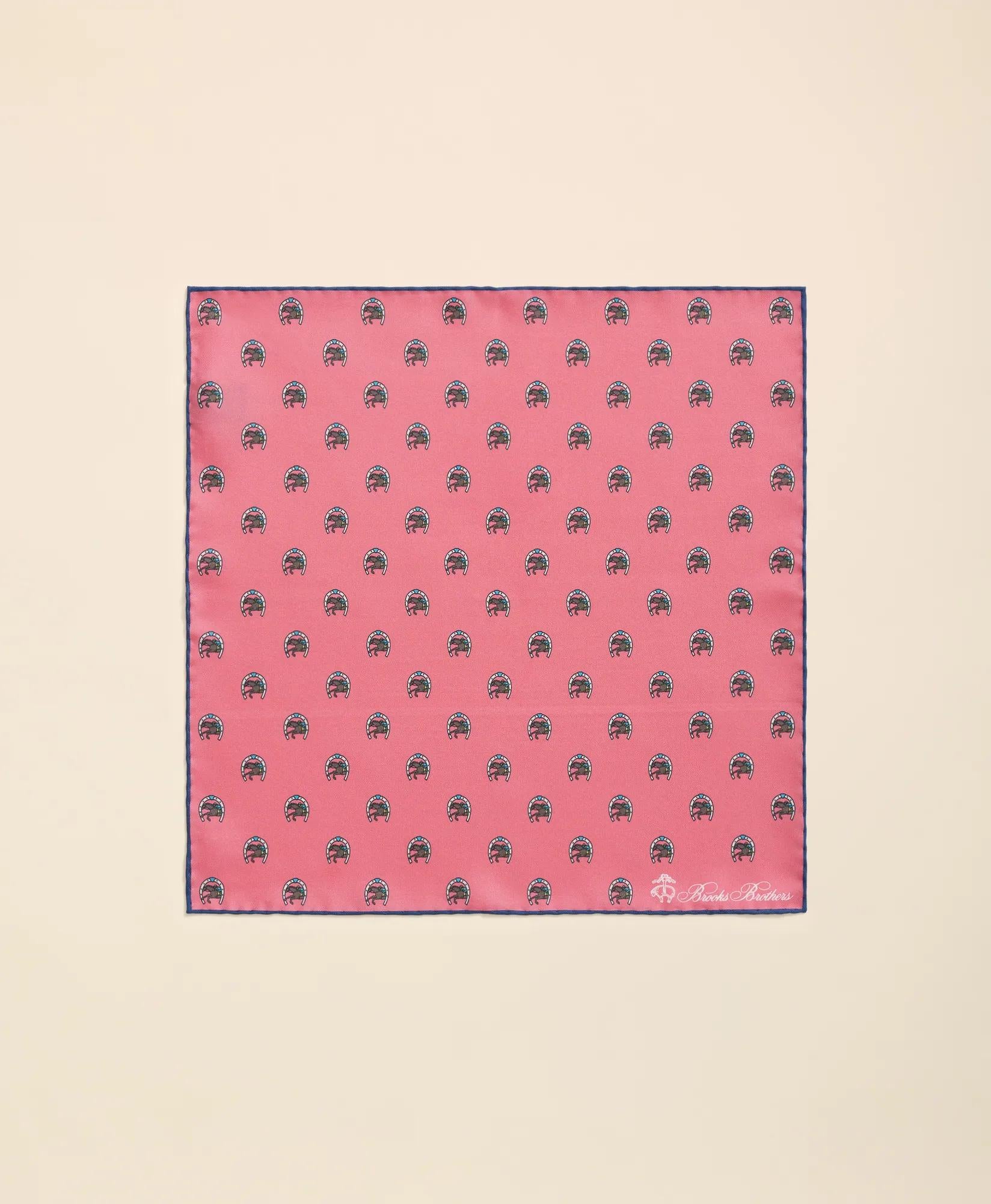 Silk Equestrian Motif Pocket Square