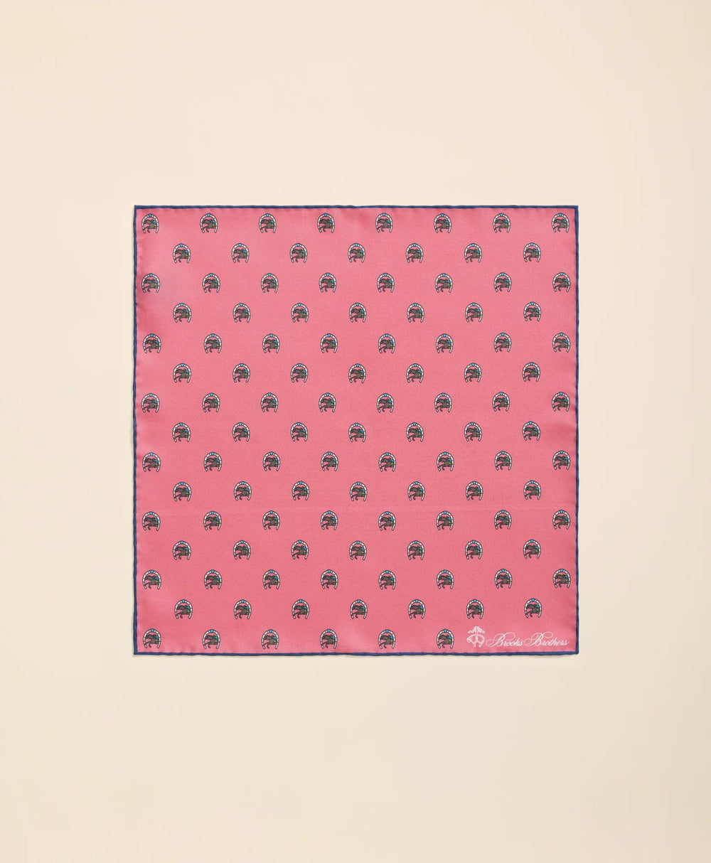 Silk Equestrian Motif Pocket Square