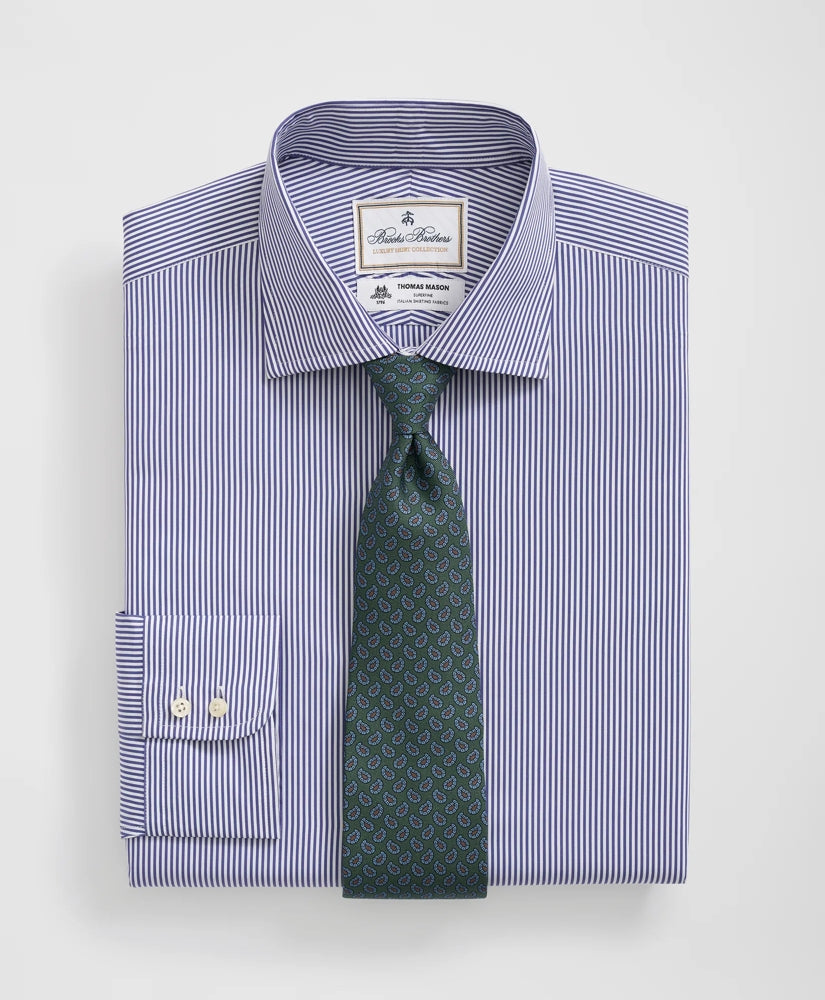 Brooks Brothers X Thomas Mason® Cotton English Collar, Striped Dress Shirt