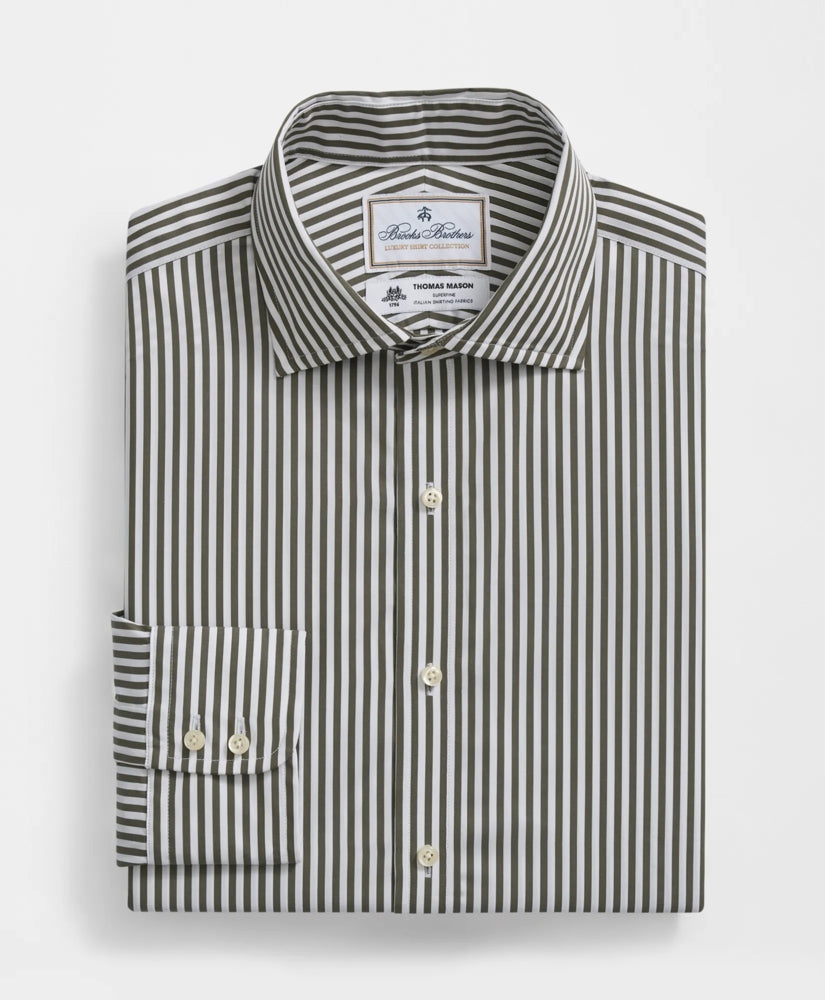 Brooks Brothers X Thomas Mason® Cotton English Collar, Striped Dress Shirt