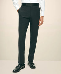 Black Fleece Tuxedo Pants in Wool-Silk