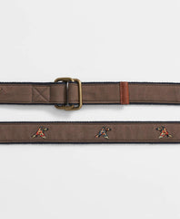 Duck Embroidered Leather Tab D-Ring Belt