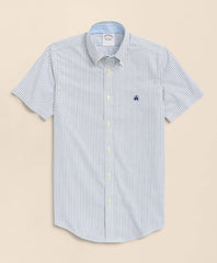 Stretch Non-Iron Oxford Button-Down Collar, Bengal Stripe Short- Sleeve Sport Shirt
