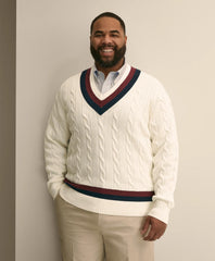 Big & Tall Supima® Cotton Cable Tennis Sweater