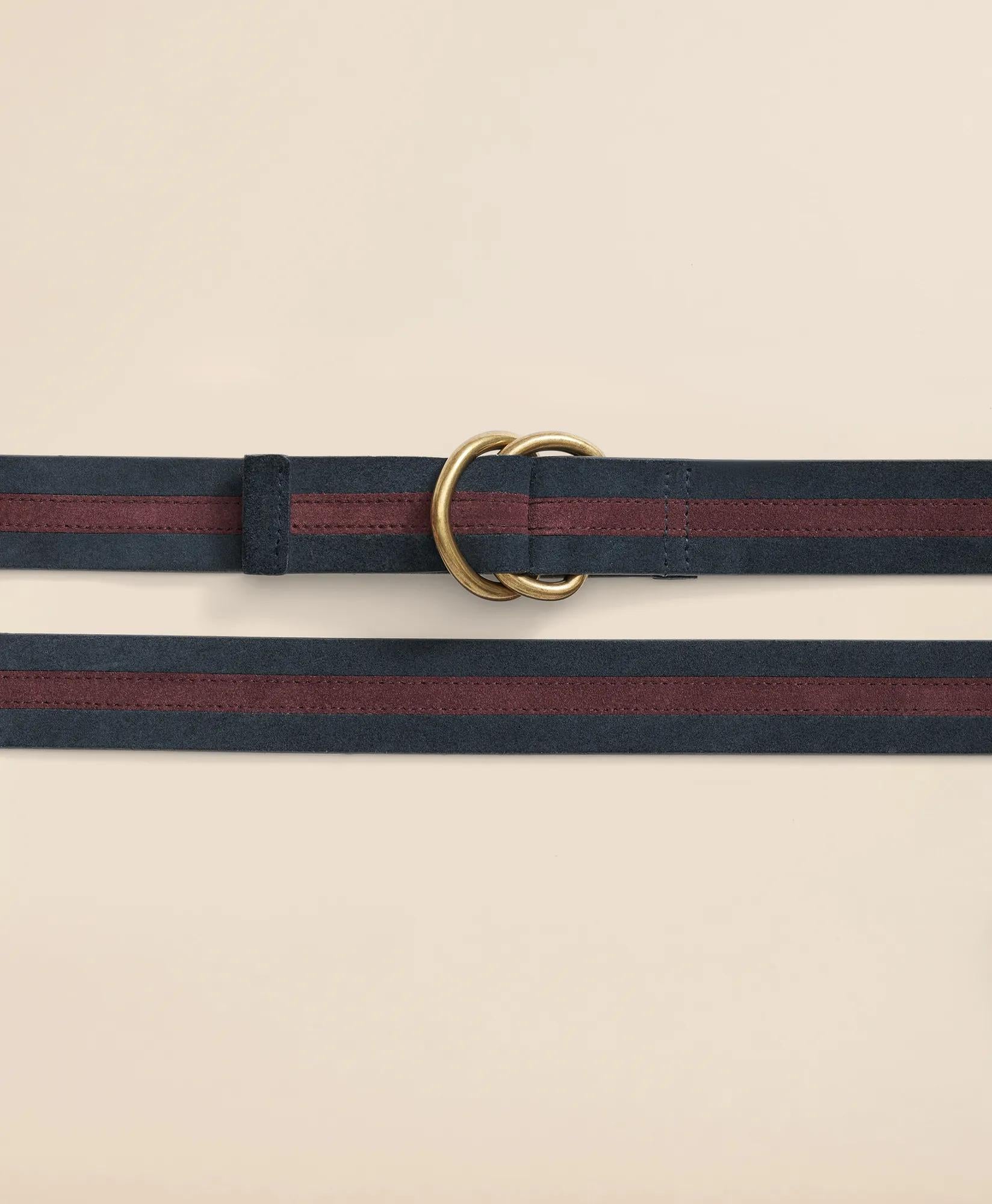 Suede Stripe D-Ring Belt