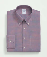 Big & Tall Stretch Supima® Cotton Non-Iron Poplin Polo Button-Down Collar, Checked Dress Shirt