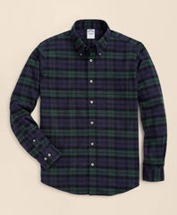 Portuguese Flannel Polo Button Down Collar, Black Watch Shirt