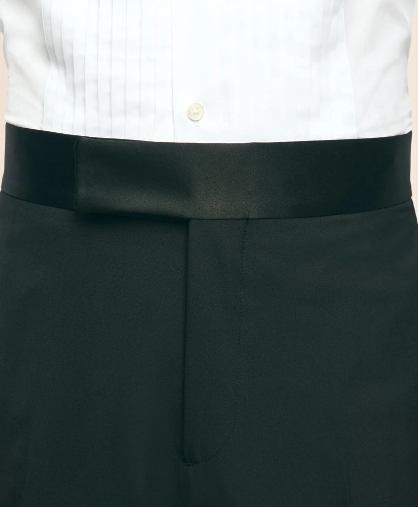 Black Fleece Tuxedo Pants in Wool-Silk
