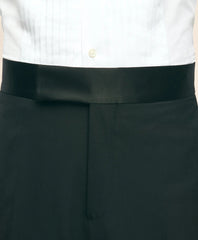 Black Fleece Tuxedo Pants in Wool-Silk