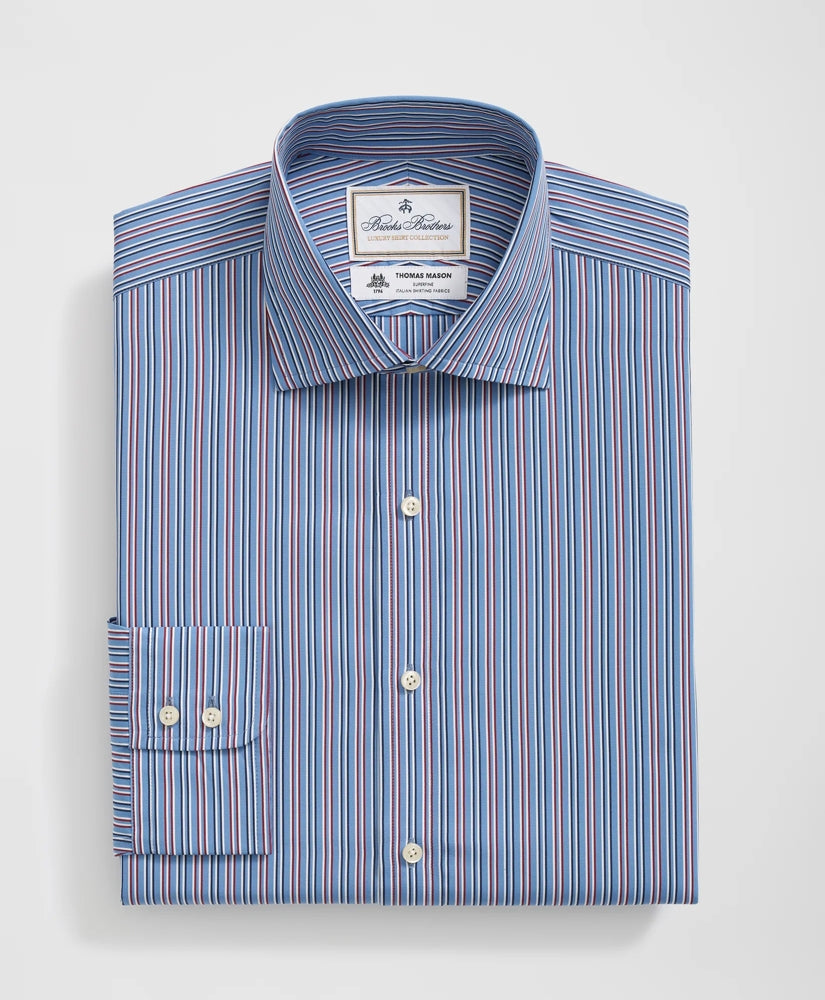 Brooks Brothers X Thomas Mason® Cotton English Collar, Multi-Striped Dress Shirt